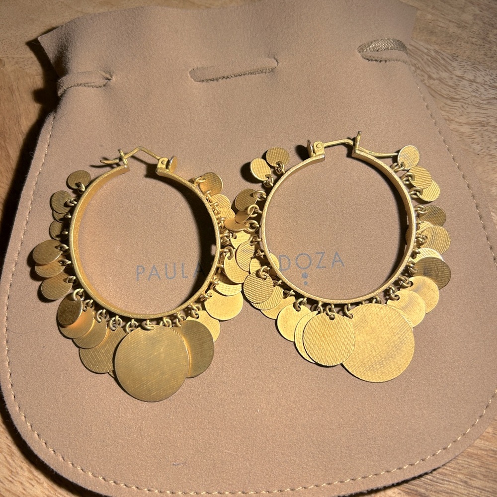 SEXY! RARE Paula Mendoza Oversized Circle Twinkle & Sparkle Hoop Earrings